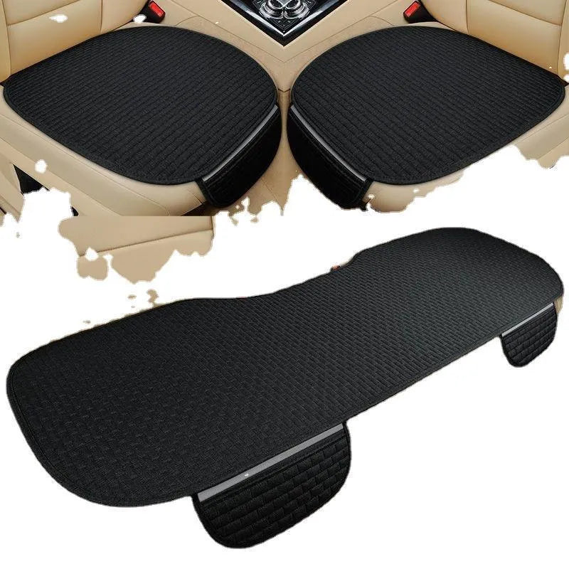 Linen plaid car cushion set in charm coffee colour with hemmed business-style edges