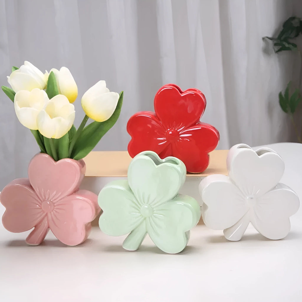 Square white porcelain ceramic vase with European design for desktop decoration