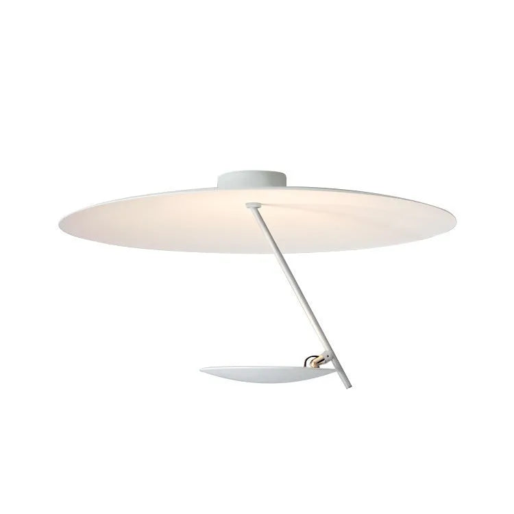 Iron ceiling lamp with 50cm diameter in All White or White Gold finish featuring LED warm light