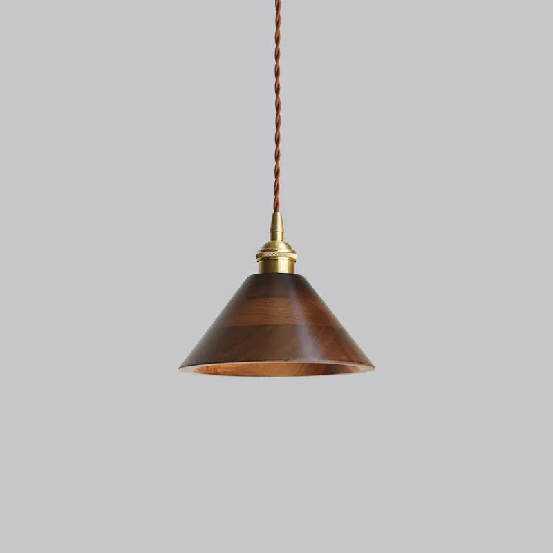 Black walnut and copper wood art single-head droplight chandelier for commercial lighting