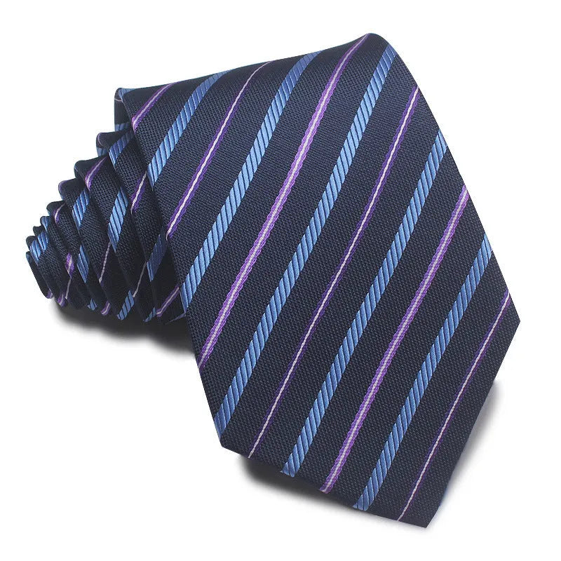 8cm wide polyester jacquard striped business tie in arrow shape for formal office wear