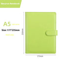 A5 PU leather zipper binder shell in various colours showing zipper closure and dimensions