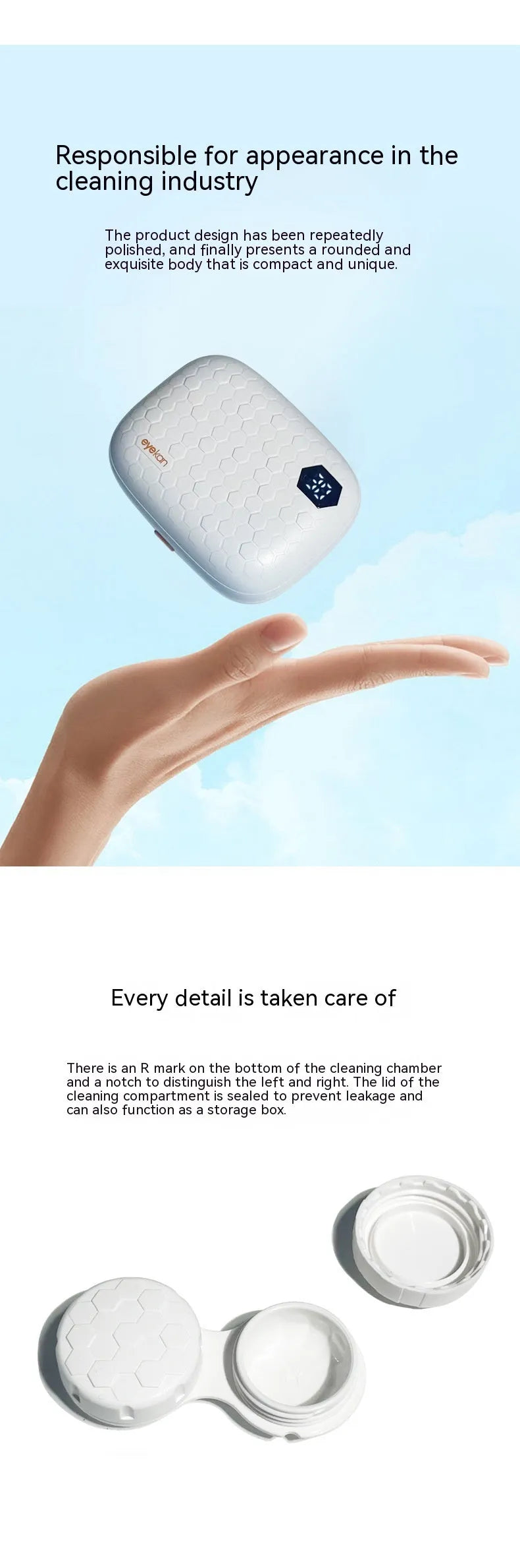 Compact pearl white automatic ultrasonic cleaning machine for glasses and contact lenses