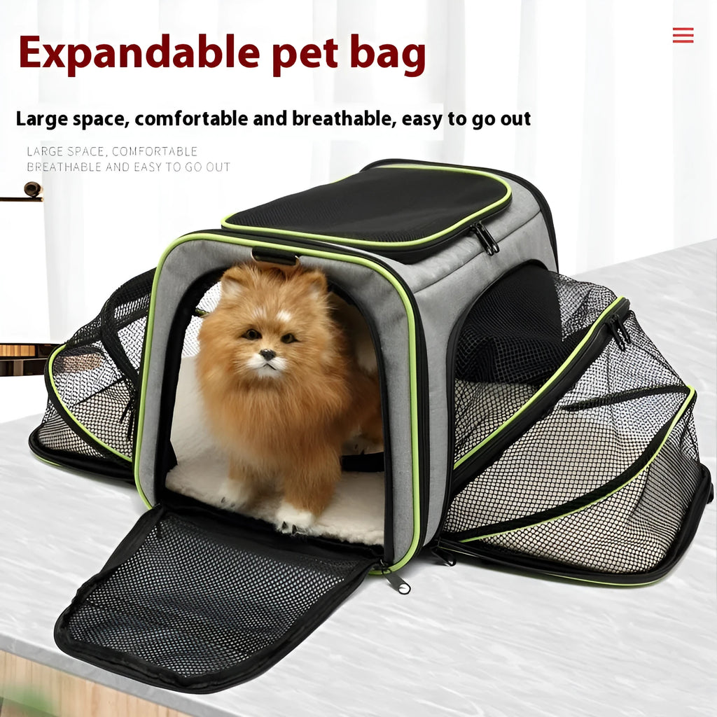 Large capacity cat carrier bag in 600D cation fabric with medium soft hardness