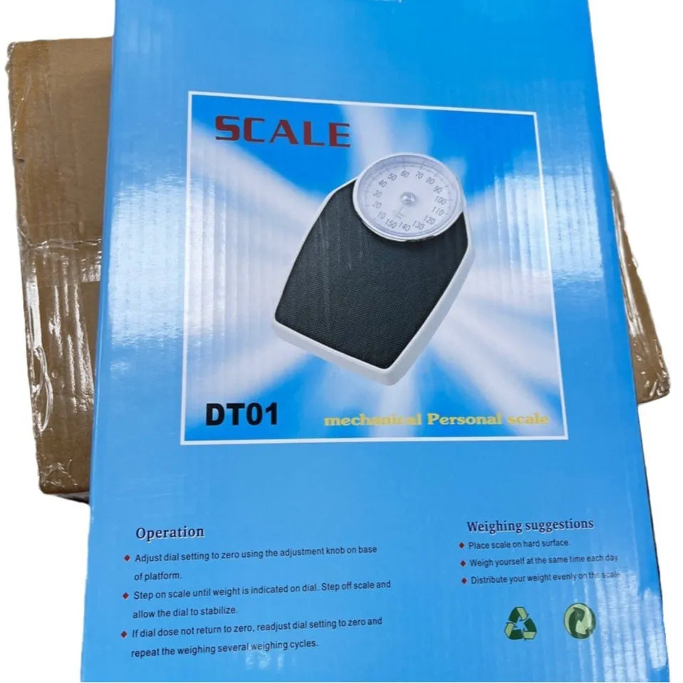 Black mechanical pointer body weight scale with large dial display