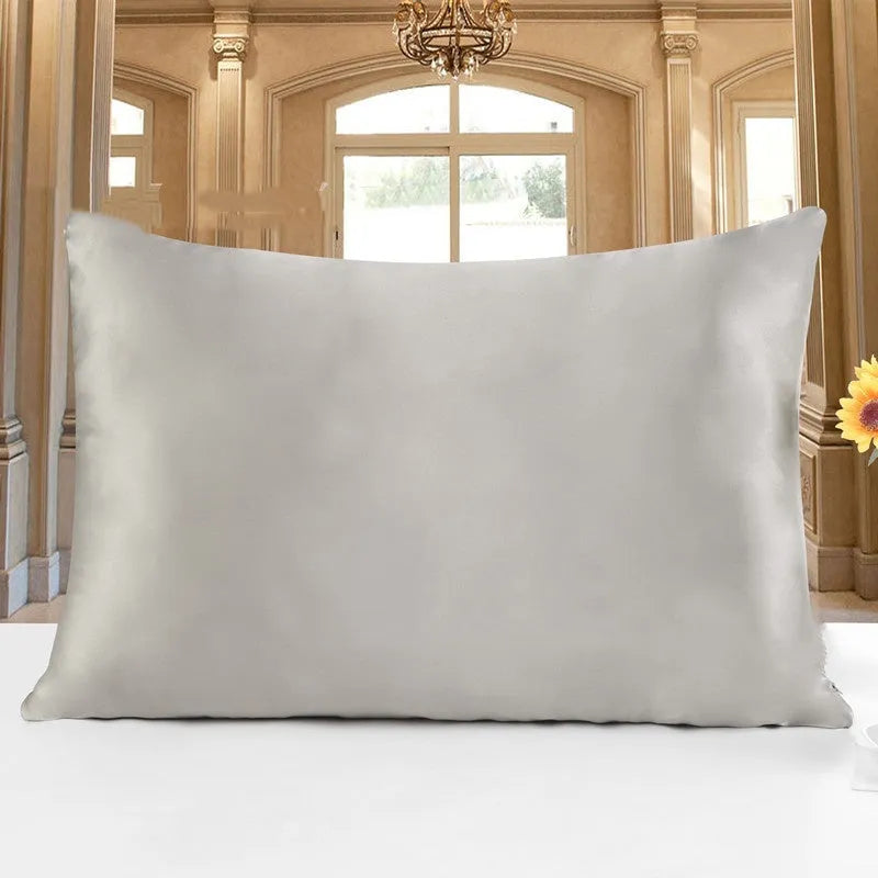 Double-sided 19 momme mulberry silk pillowcase shown in one of fourteen colours, featuring three size options.