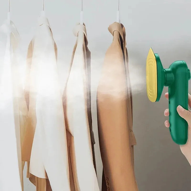 Dark green portable hanging ironing machine with ceramic panel and sharp corner design for travel use