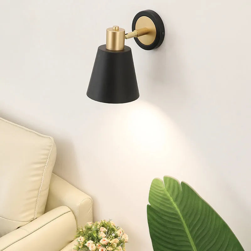 Nordic style iron wall lamp with four design variations for bedside or living room lighting