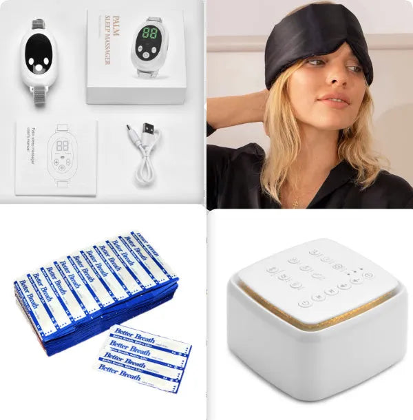 White electronic sleep aid instrument with handheld remote design and adjustable intensity controls