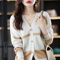Women's slim fit V-neck cardigan with 3D striped pattern in multiple colour options