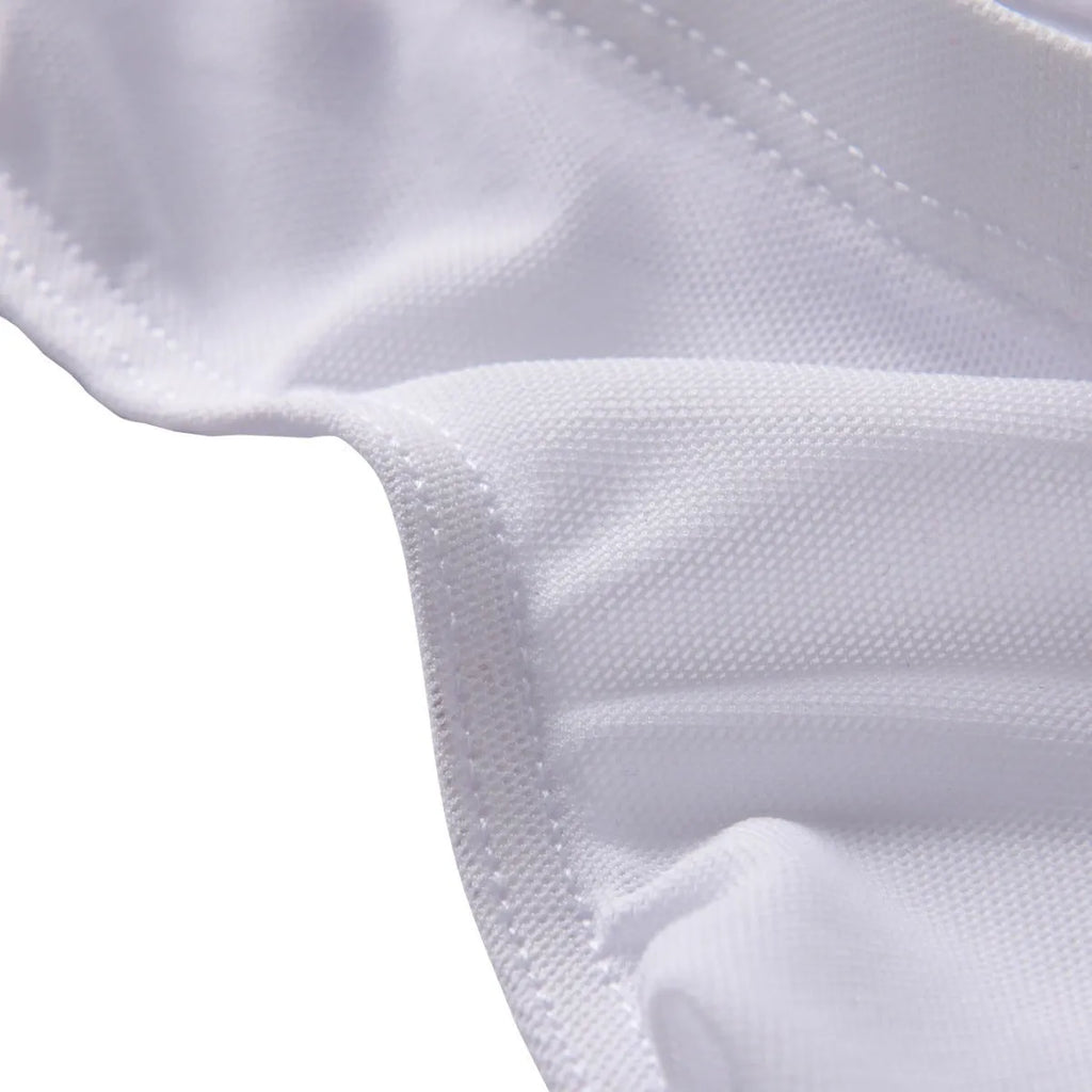 Men's black ice silk triangle low waist shorts made from quick-dry nylon fabric.