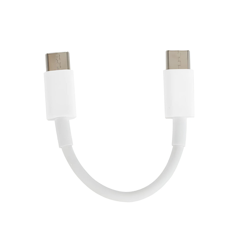 White USB C fast charging cable 18W 20W PD with single-head connector on a clean background