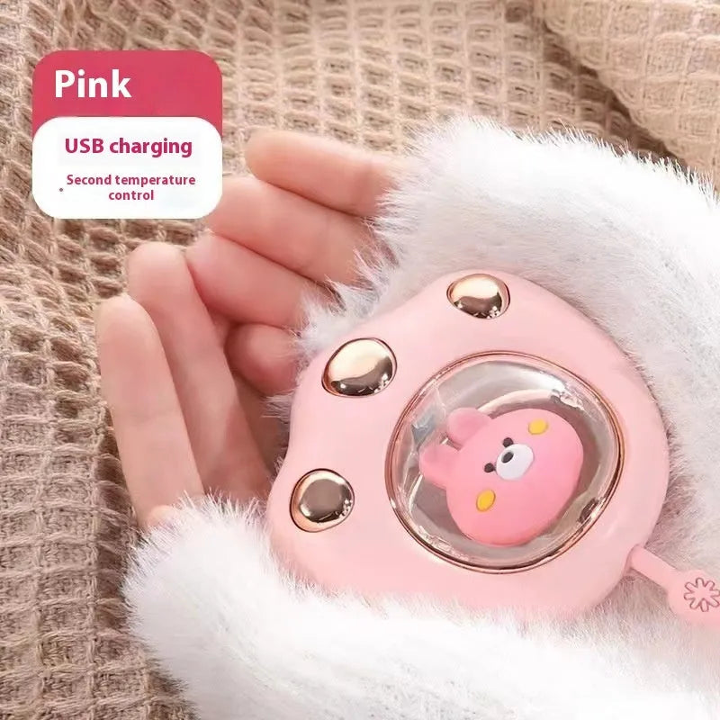 USB digital display hand warmer in one of six colour options: blue, green, white, or pink.