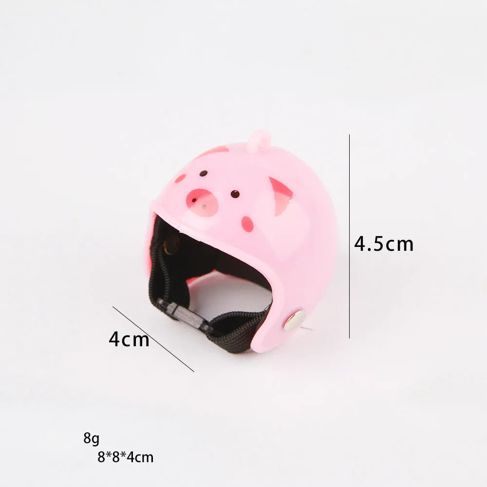 Adjustable plastic chicken helmet for small pet protection with elastic bands and sponge lining