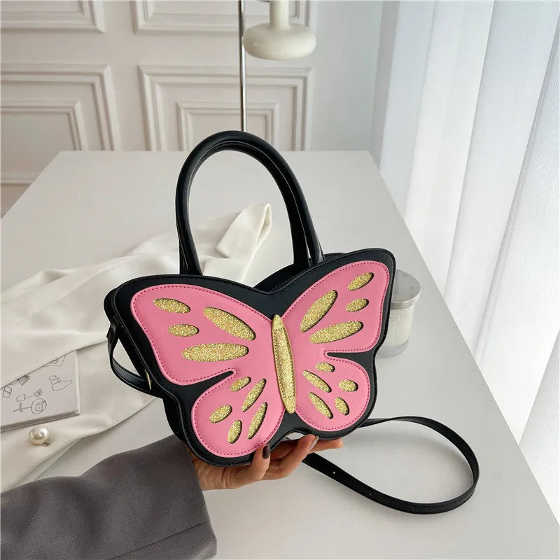 Small square PU leather crossbody bag with contrast trim in black, blue, pink, or white