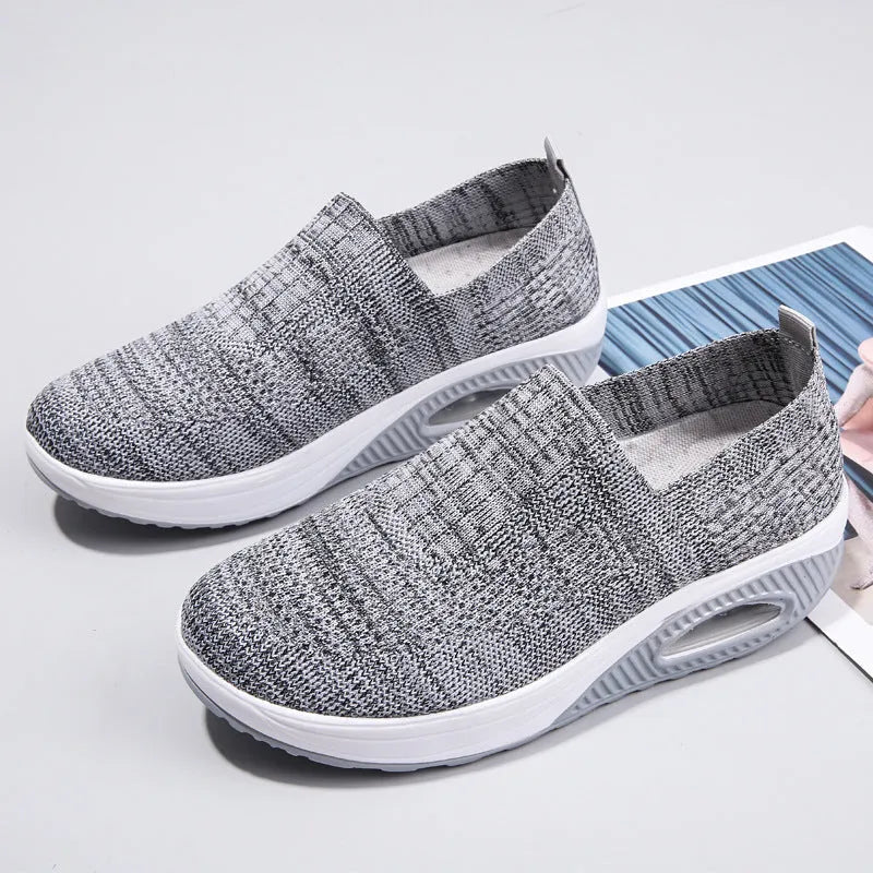 Women's mesh running shoes with air cushion in beige, black, blue, grey, pink, and red colours