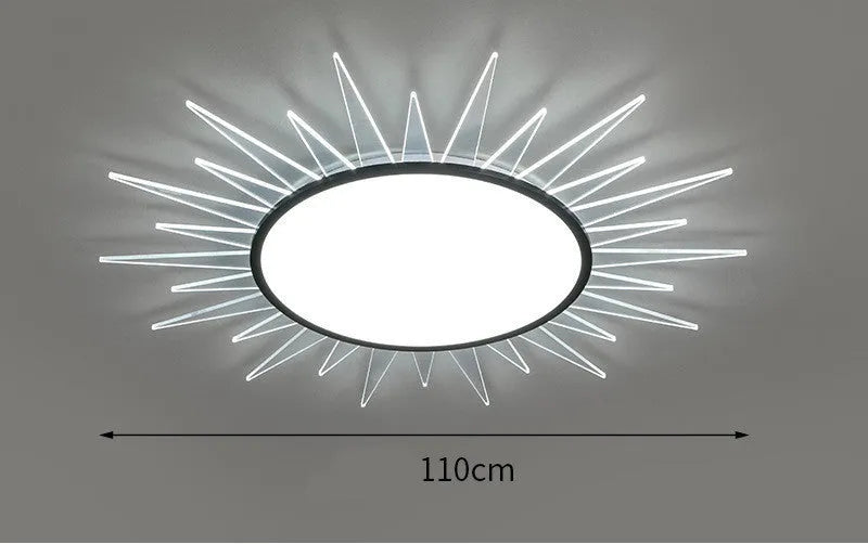 Circular aluminium LED ceiling lamp with remote control dimming in modern design
