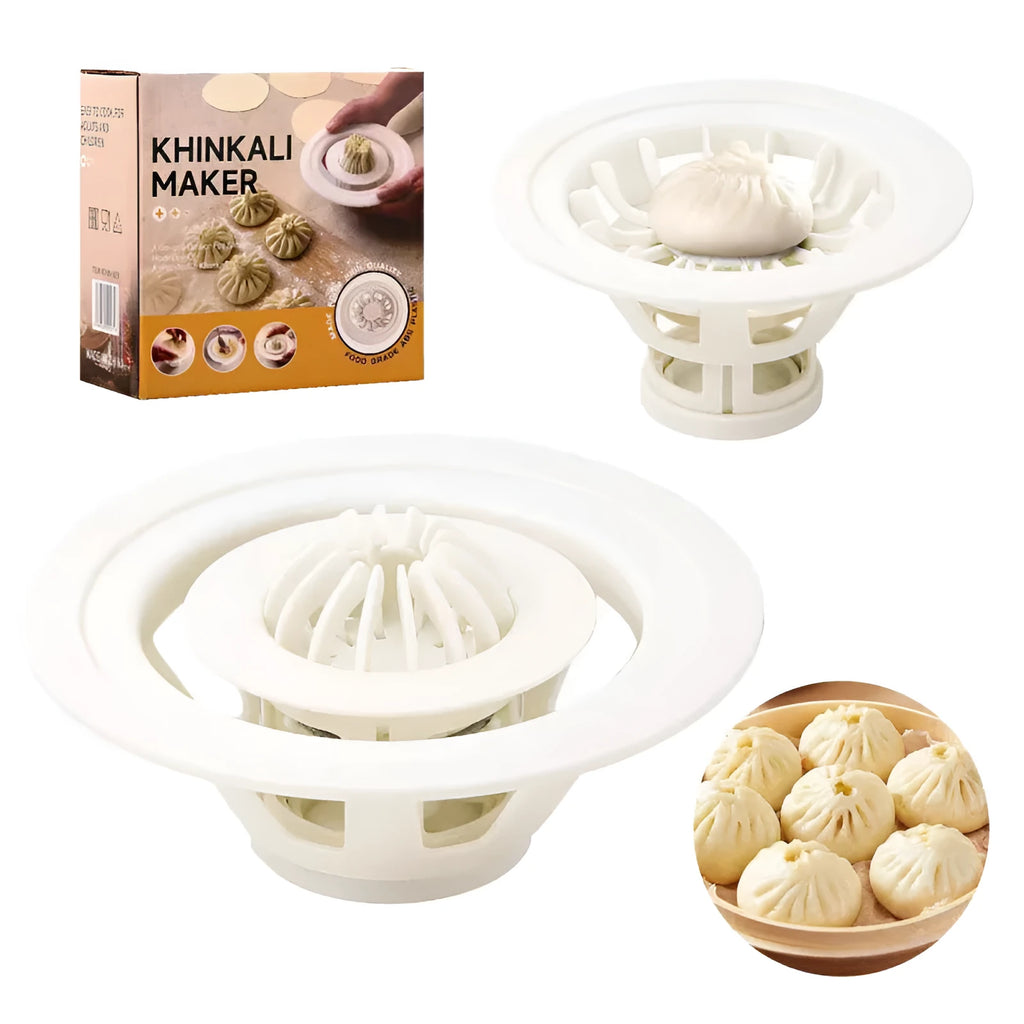 Black Jinkali 4-piece steamed bun mould and dumpling maker set for shaping baozi.