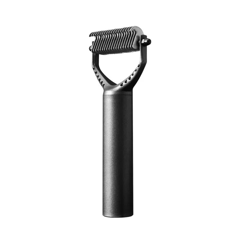 Pet hair removal and knot comb set in matte black and noble purple, AUS304 stainless steel and ABS, for cats and dogs