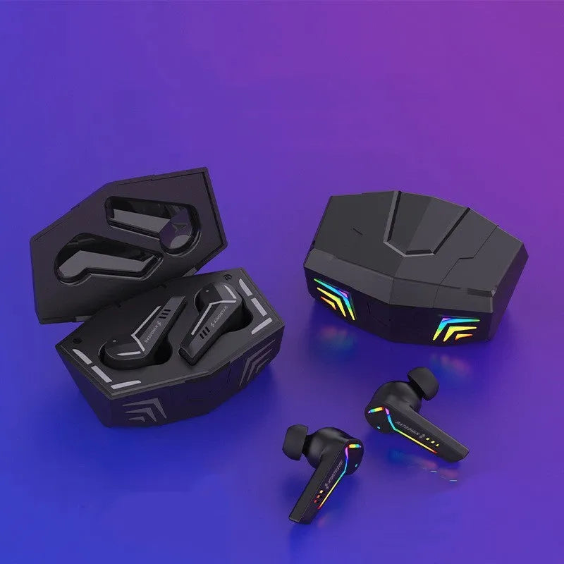 Black Jerry chip Bluetooth gaming headset with TWS design for sports and low latency audio