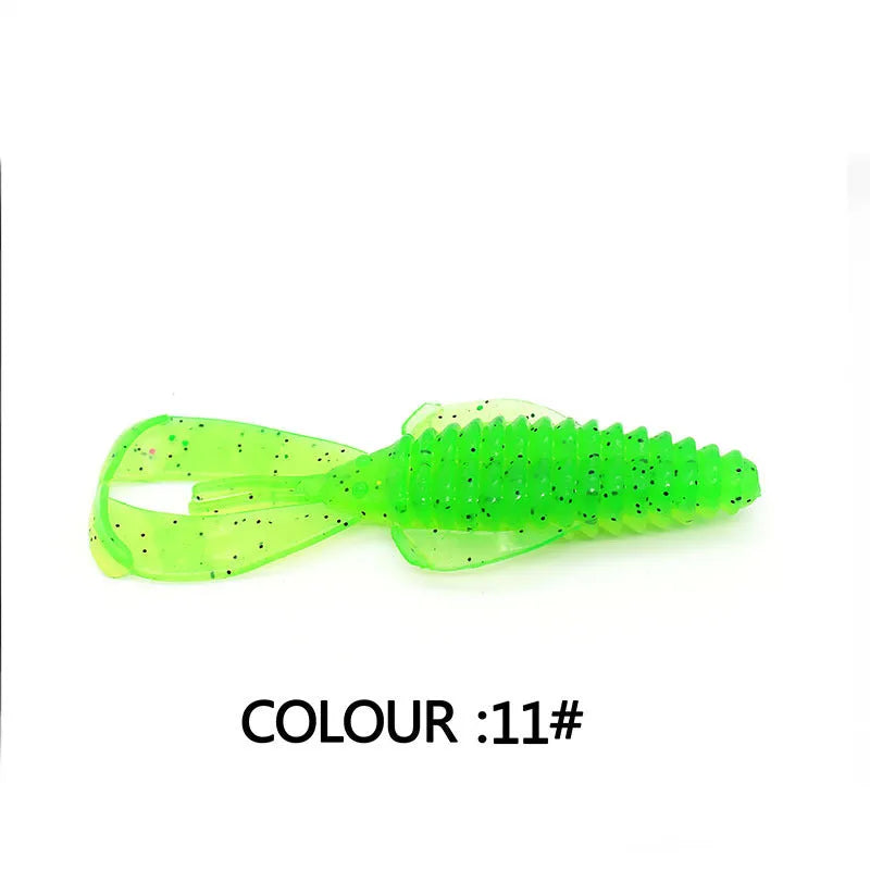 PVC fishing soft bait lure in two sizes with multiple colour variations for freshwater and saltwater angling