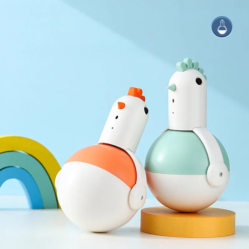 Electric cat toy chicken shape with infrared sensor, self-balancing motion, and cat call function