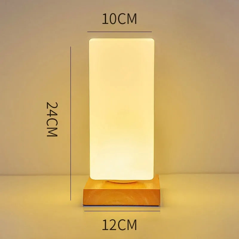 Nordic style solid wood USB table lamp with touch dimming control