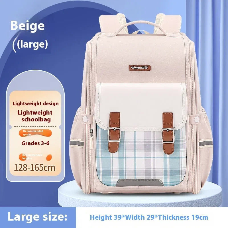 Lightweight Oxford cloth school backpack for students in grades 5-6 with large capacity