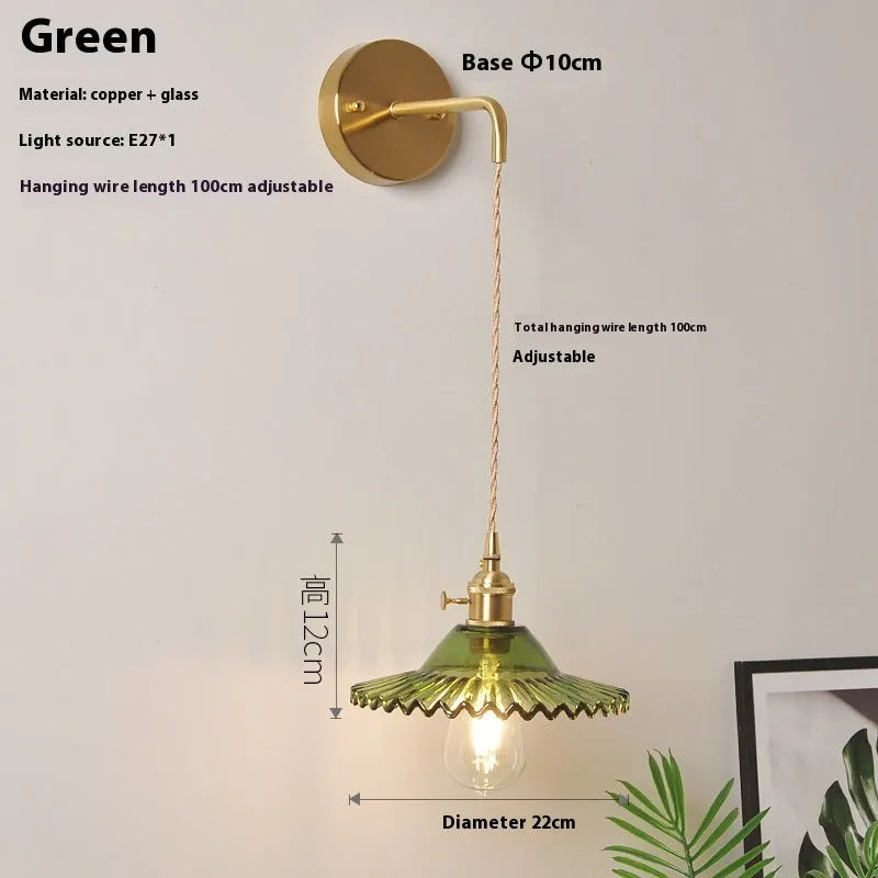 Retro brass and glass lotus wall lamp in white, 22cm diameter