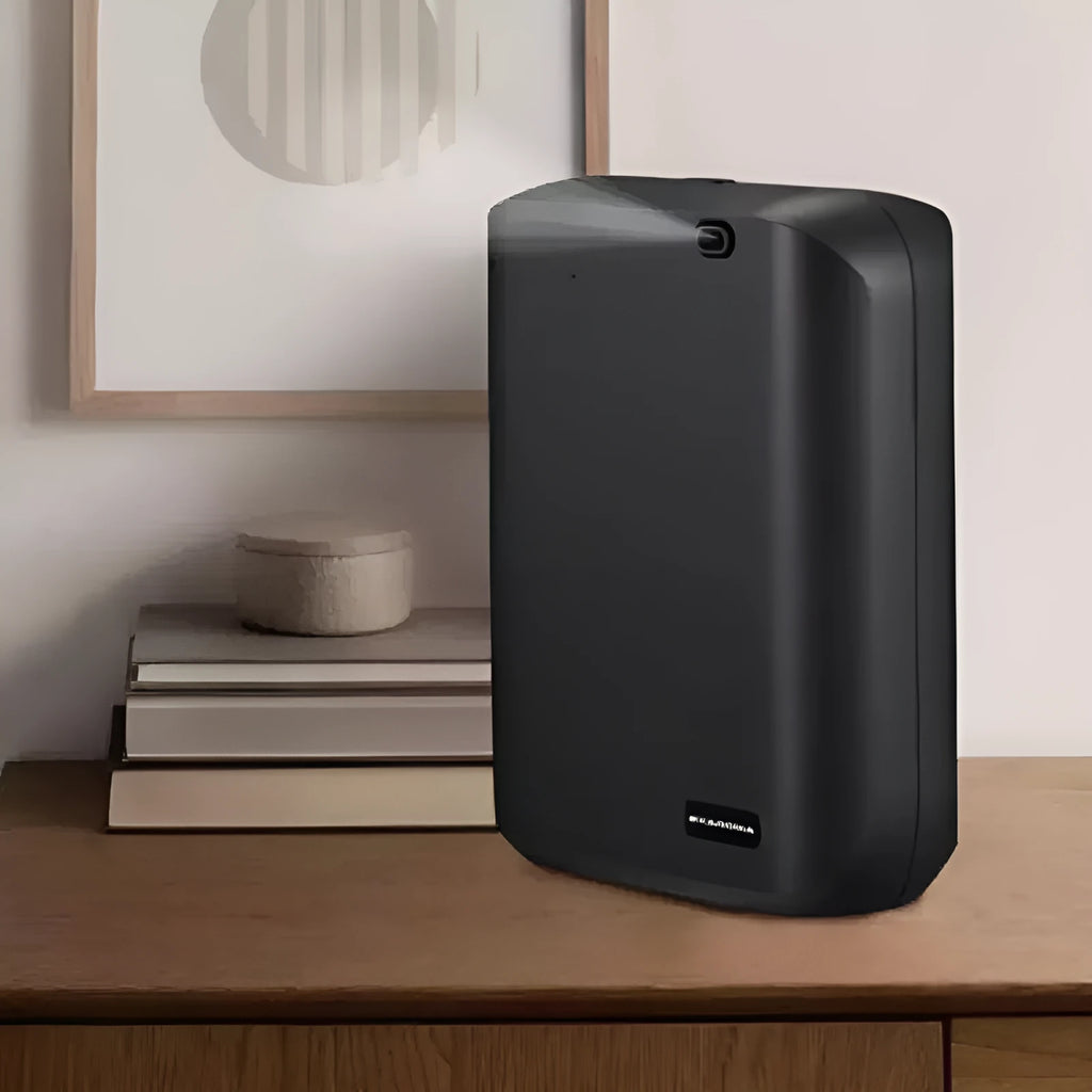 White wall mounted HVAC aroma diffuser with 150ml capacity and smart APP control