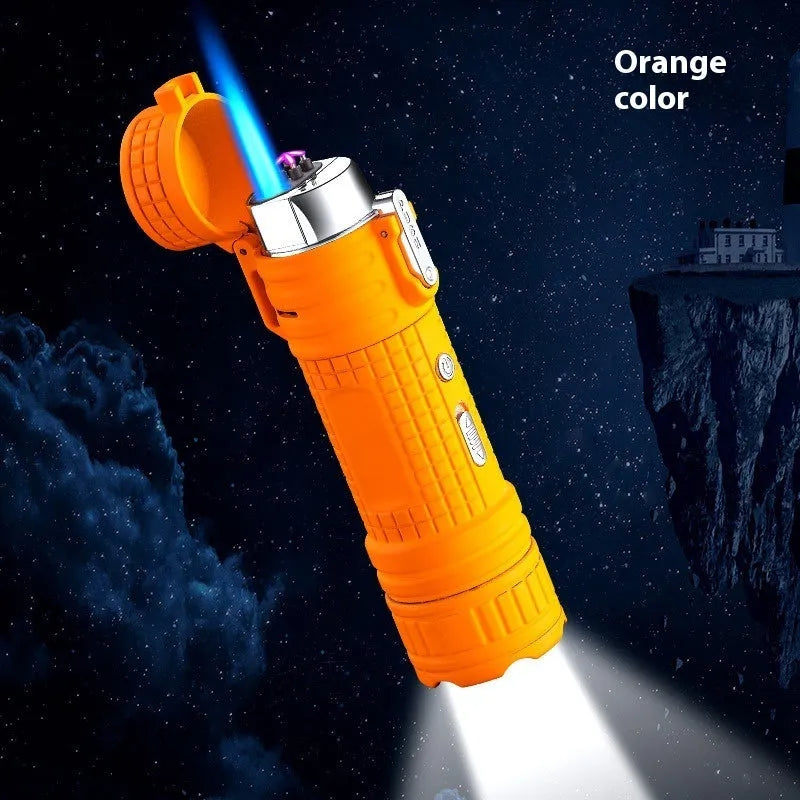 TH727 multi-functional waterproof flashlight lighter in metal construction with colour options