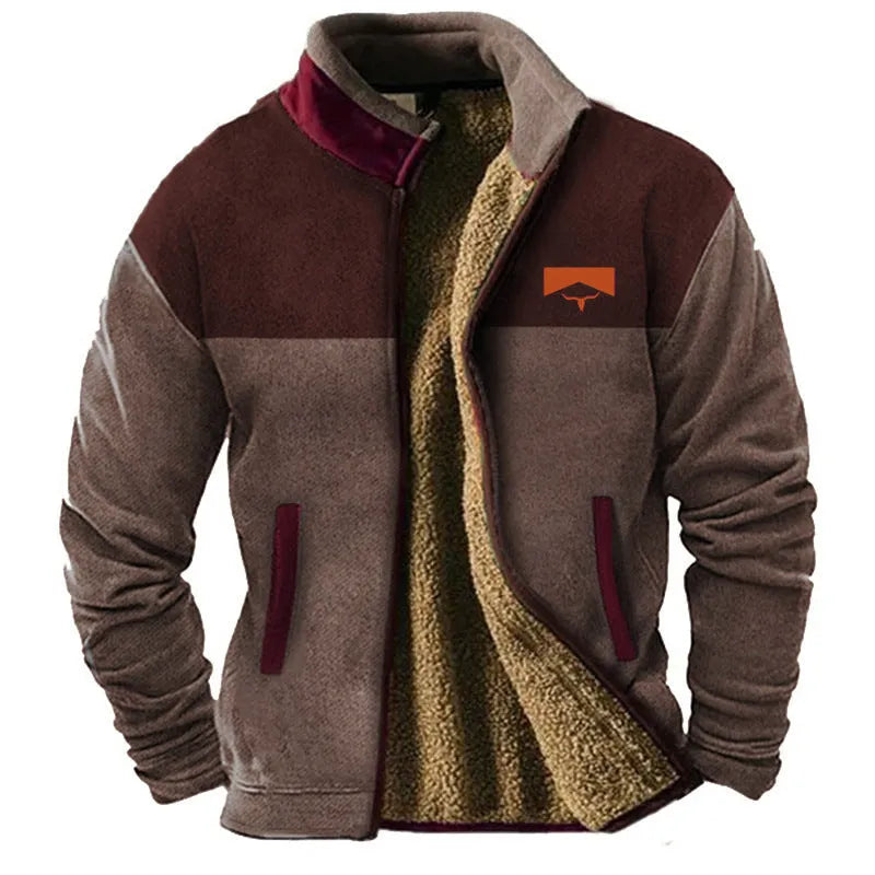 Men's padded polyester coat in regular fit with fleece lining shown in green colour