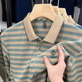 Men's striped casual short sleeve shirt in polyester available in red, blue, and green colours