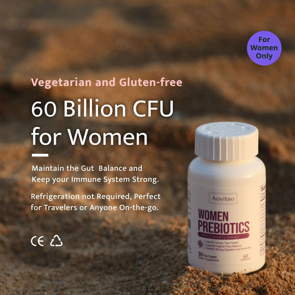 AOVITAO Women's Probiotic 60 Billion CFU capsules for vaginal pH balance and digestive health