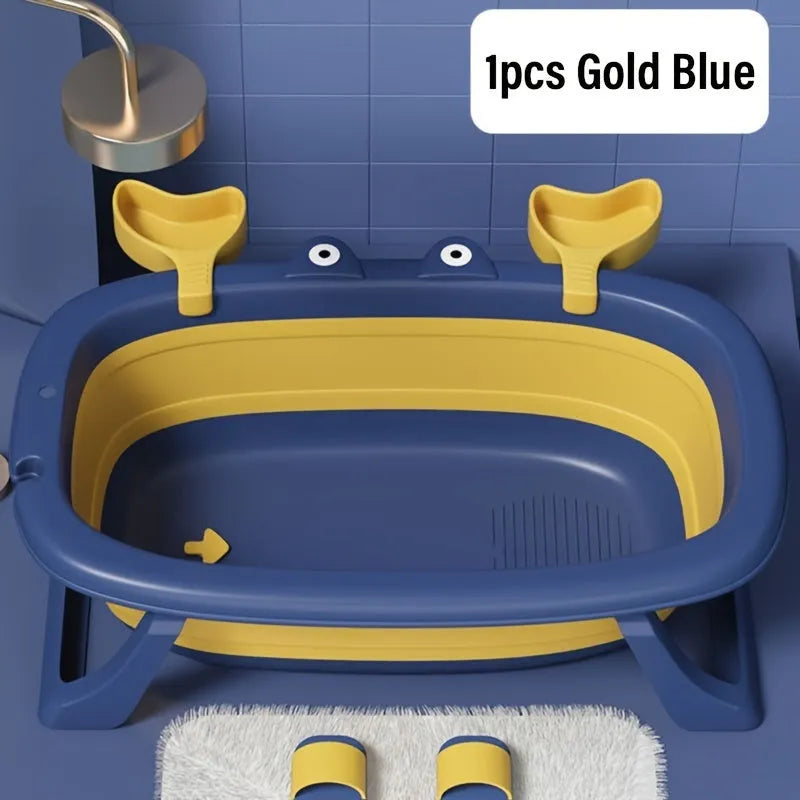 Blue foldable portable pet tub for small dogs and cats under 20 pounds.