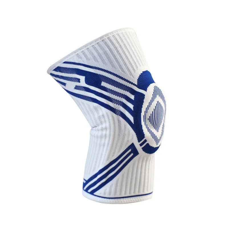 Blue high elasticity cotton knee pad for basketball and running sports.