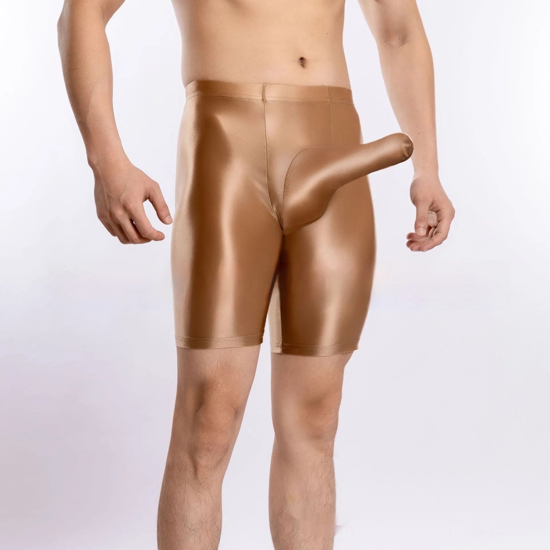 Men's plus size shiny silky sports shorts in multiple colours for gym training