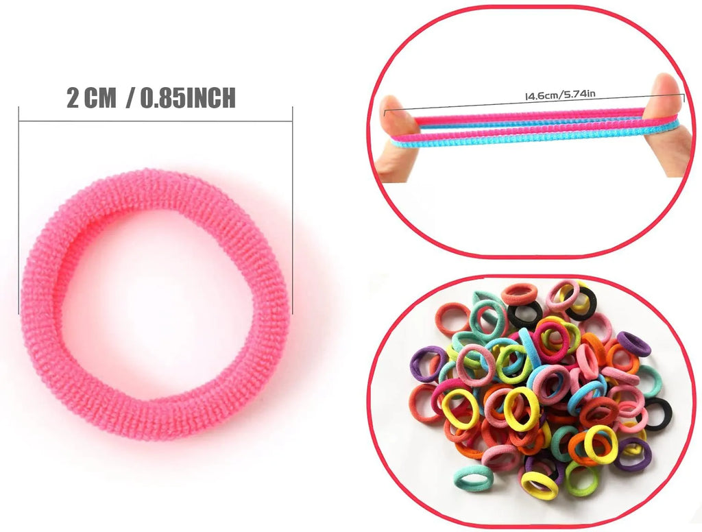 100 baby hair ties in 10 colours with seamless cotton construction for toddlers