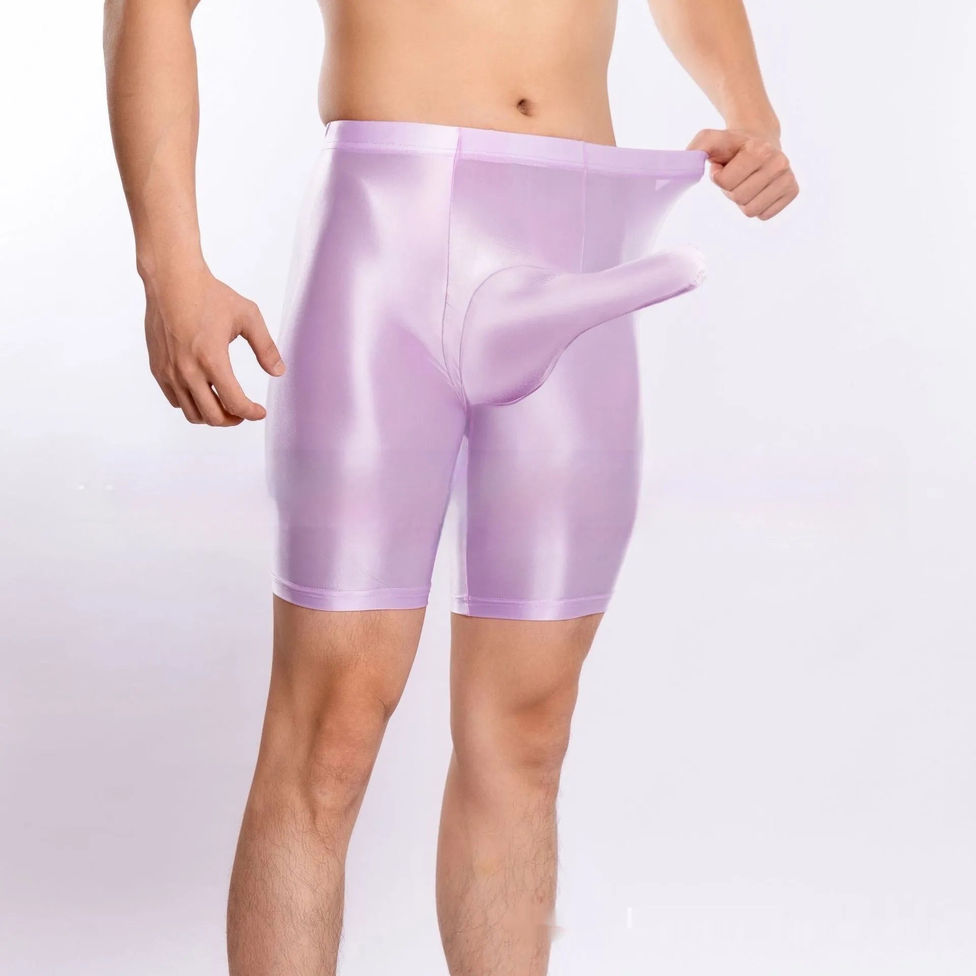 Men's plus size shiny silky sports shorts in multiple colours for gym training