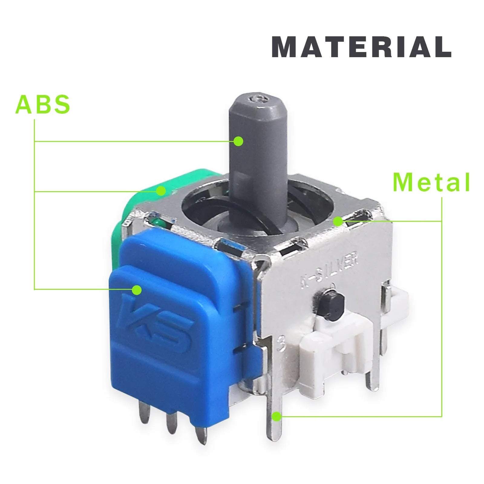 Hall effect electromagnetic rocker joystick replacement component for PS5, Xbox, and Switch gamepads.