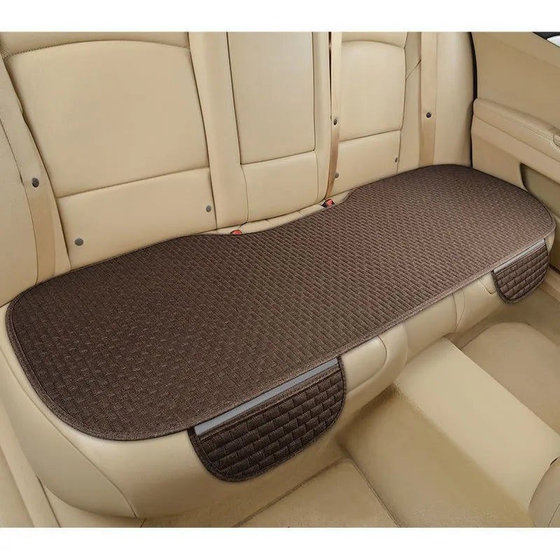 Linen plaid car cushion set in charm coffee colour with hemmed business-style edges