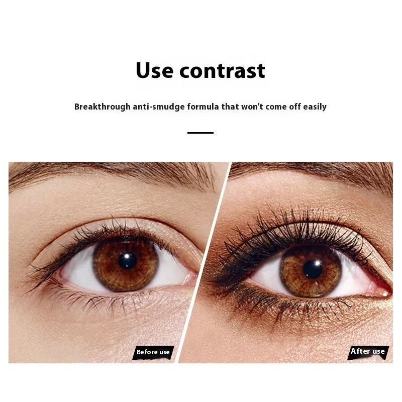 Black waterproof mascara with 4D curling effects for long thick lashes