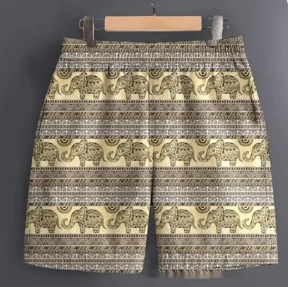 Men's striped polyester casual shorts for outdoor sports and leisure activities