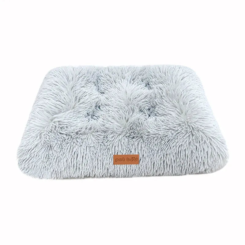 Thick warm plush pet cushion mat for dog or cat kennel bed in light grey colour