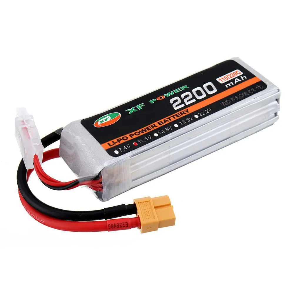 XF Power black 14.8V 1000mAh 75C graphene drone LiPo battery with red XT60 plug.