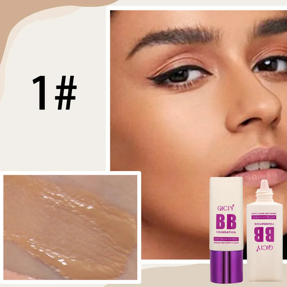 Feeding bottle containing liquid foundation concealer BB cream in ten different shade options.