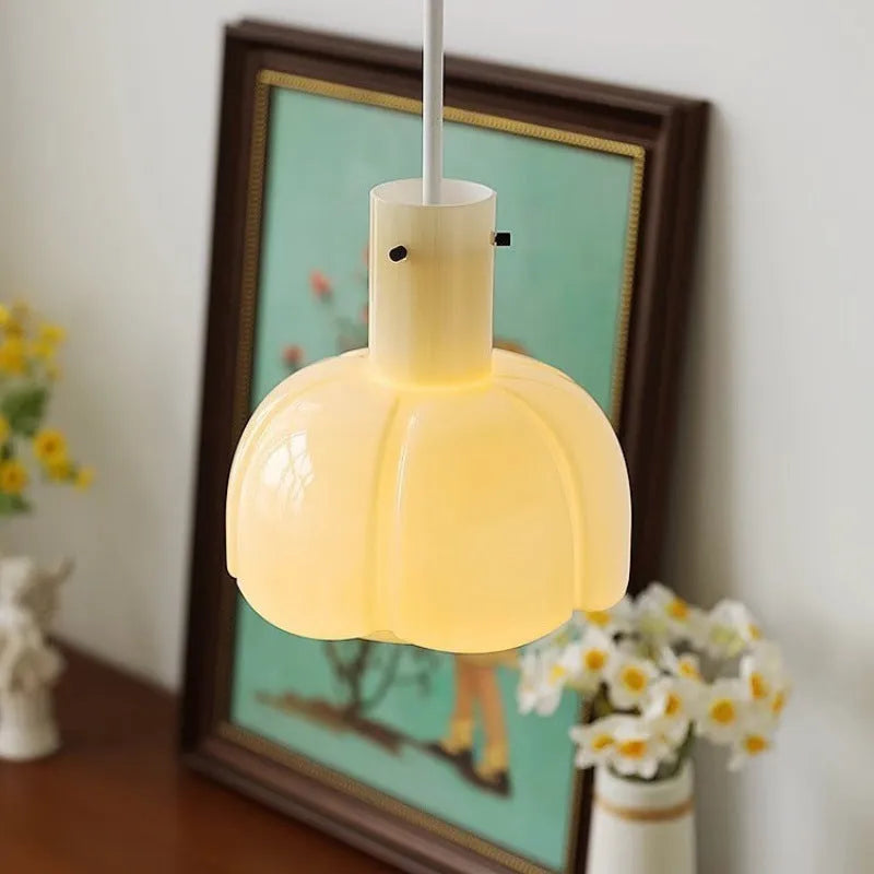Medieval style glass bud pendant chandelier light fitting in a retro design