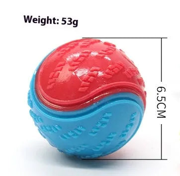 TPR rubber dog training ball in luminous colours with 6.5cm diameter for dental care
