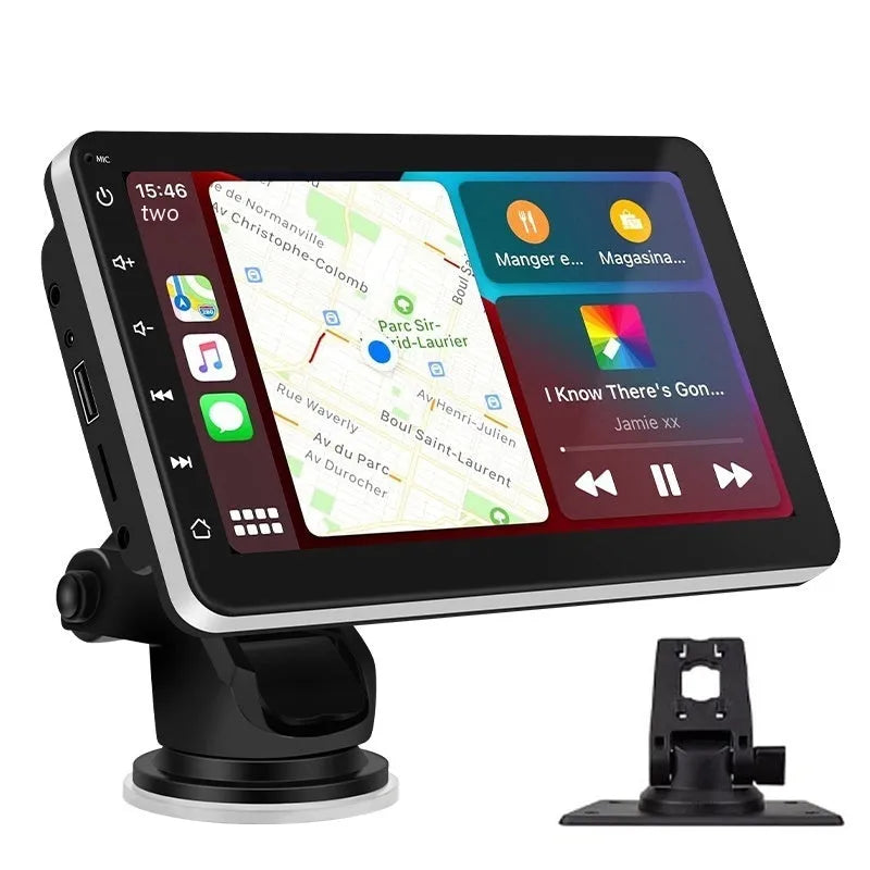 7-inch wireless Carplay Bluetooth GPS car navigator with universal suction cup mount
