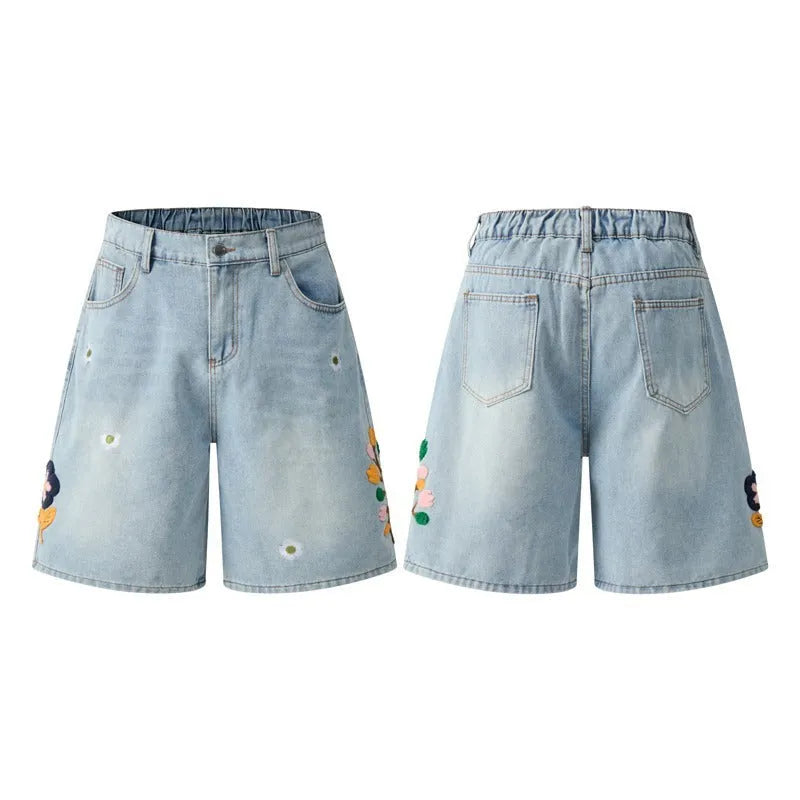 Grey retro-style workwear shorts made from soft washed cotton cloth, featuring a zipper and loose fit.